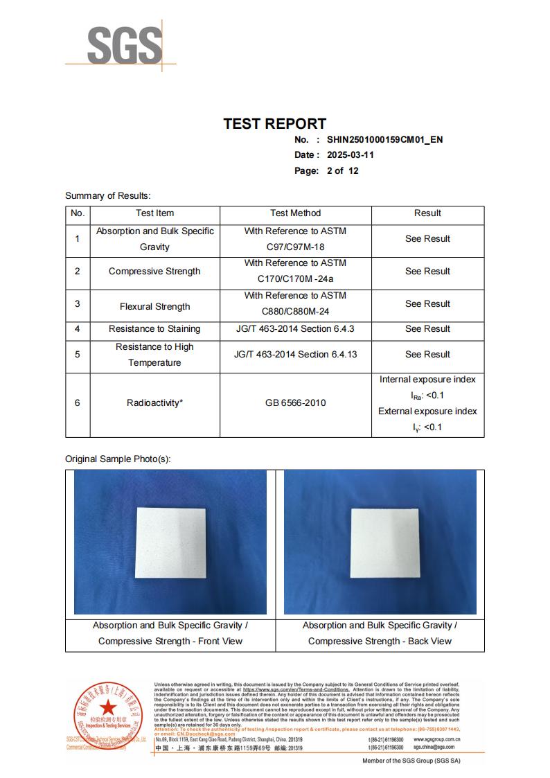 Aoli-Stone-Artificial-Quartz-SGS-Test-Report-Class-A-Safety-Rating SGS-Certified-Quartz-Slabs-Non-Radioactive-Decorative-Material-Aoli-Stone