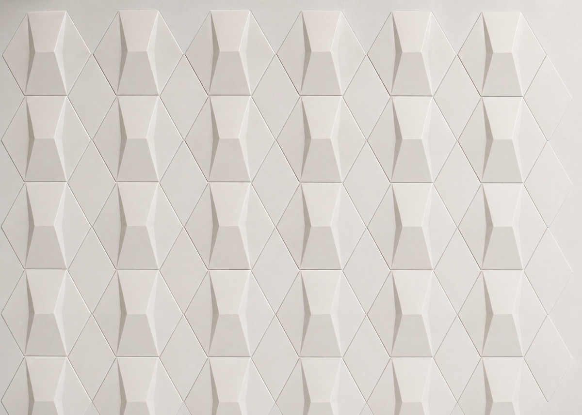 Continuous hexagon wall layout creates architectural rhythm