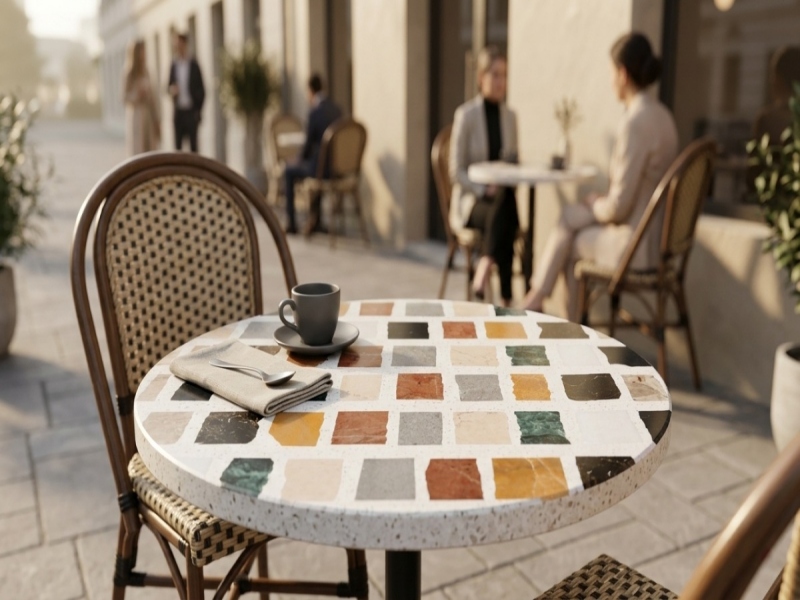 테라조 및 대리석 복합 타일 프로젝트 | Aoli Stone의 디자인 중심 표면 시공