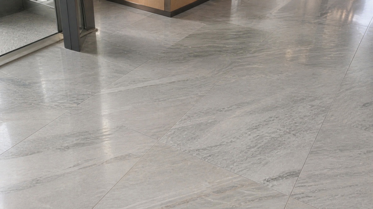 stone-flooring-detail-joints-finish-commercial Close-up detail of stone flooring joints and finish quality in a commercial interior