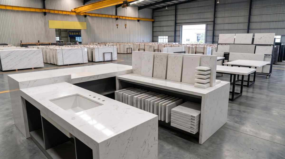 alpine-white-artificial-marble-cut-to-size Cut-to-size Alpine White Artificial Marble panels for project supply