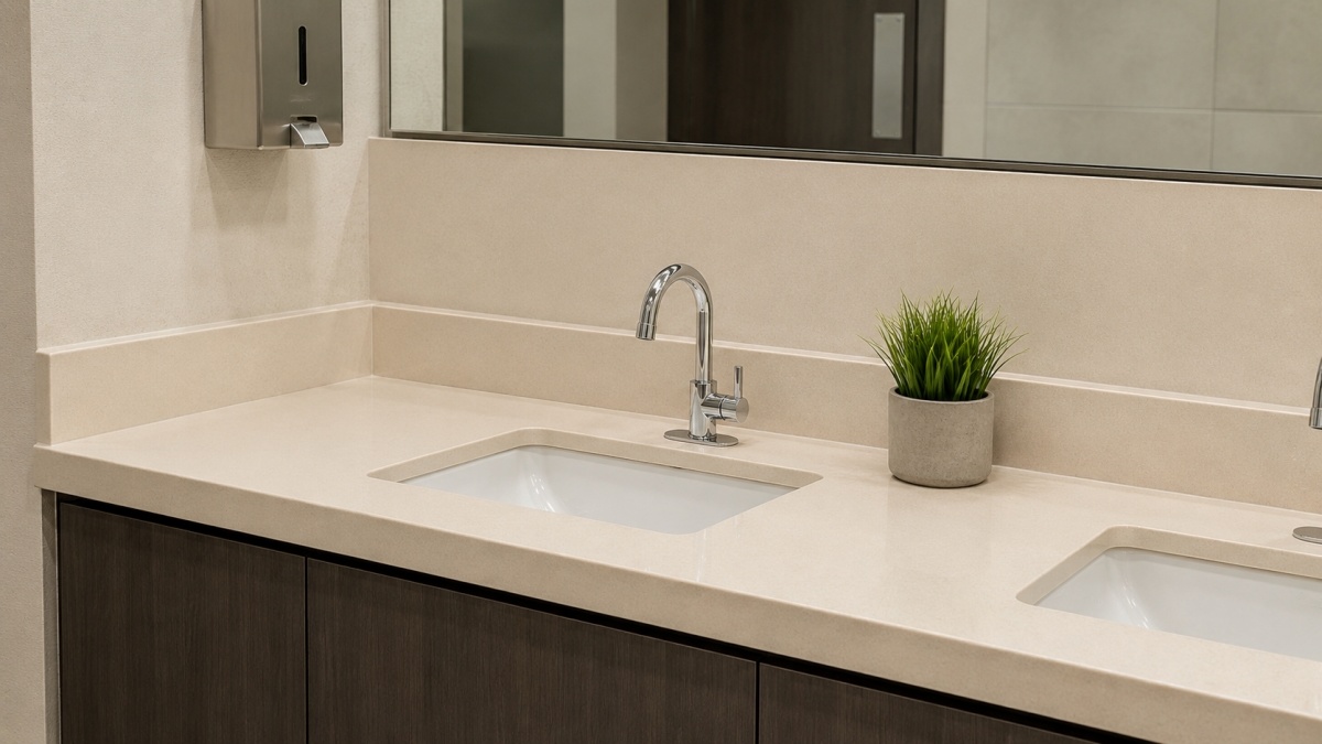 Microcrystalline beige artificial stone vanity top application