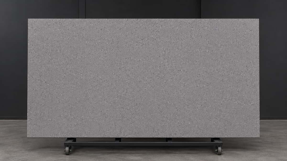 Island Grey artificial stone slab with fine speckled grey texture