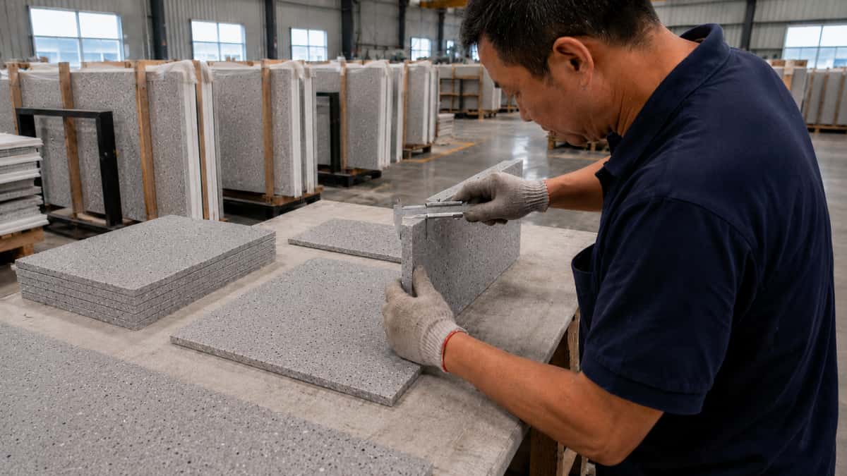 Cut to size Island Grey artificial stone panels in factory