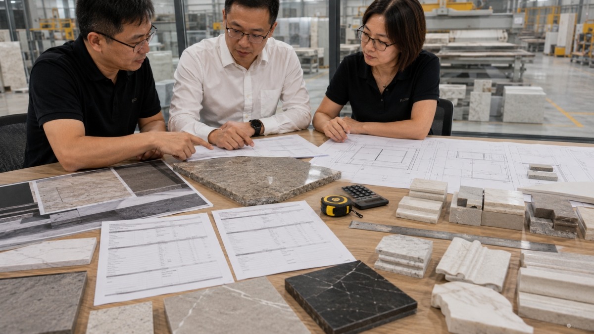 Cut to size stone quotation review with drawings edge samples and slabs
