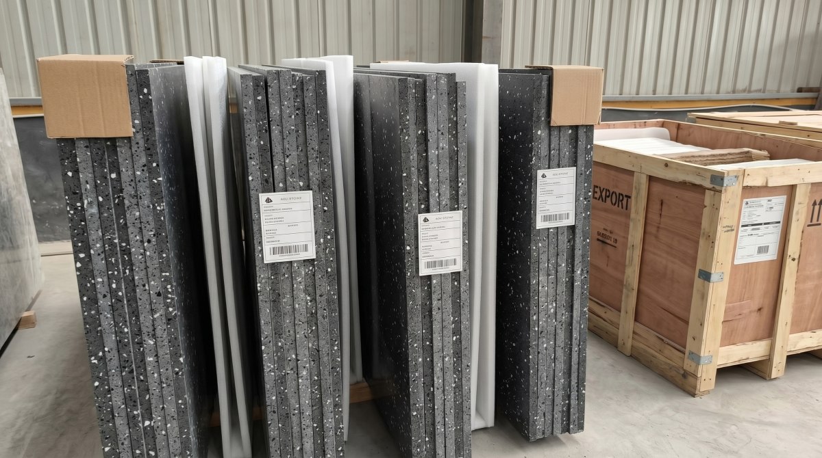 cut-to-size-charcoal-grey-artificial-marble-panels Cut-to-size charcoal grey artificial marble project panels