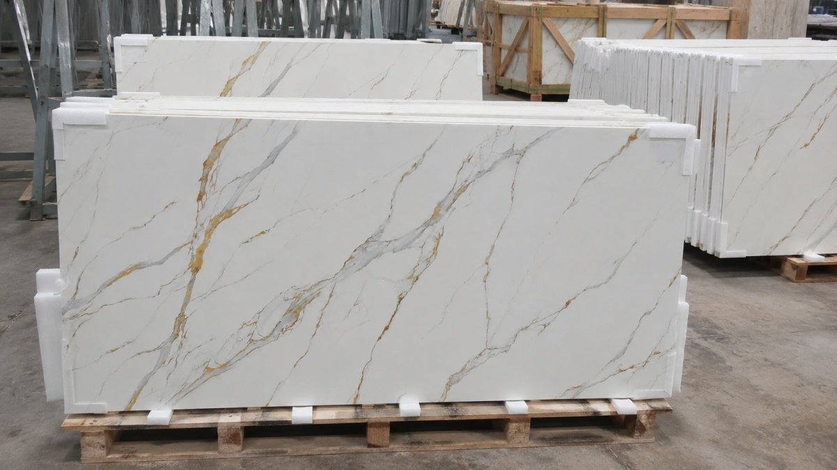 Export packing of printed artificial stone slabs for interior projects