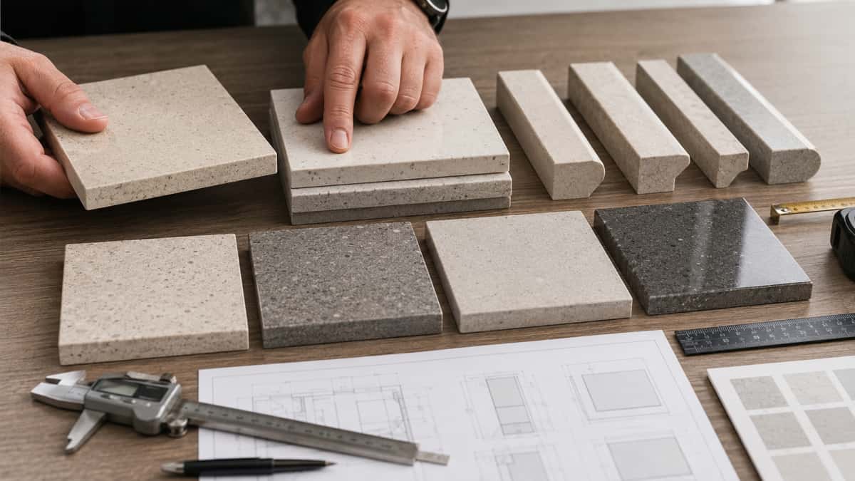 Stone finish thickness and edge detail confirmation before quotation