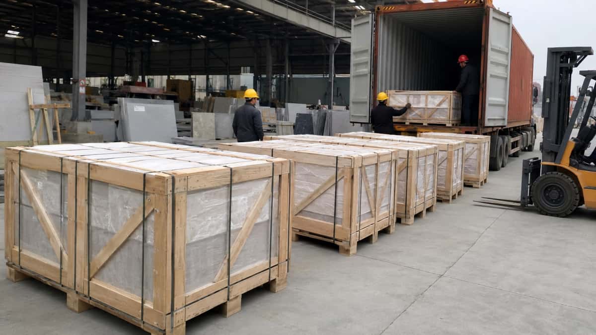 organized-stone-loading-environment Organized stone factory loading environment before export shipment