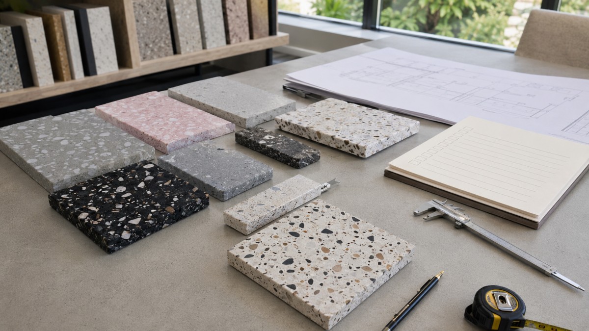 terrazzo-thickness-checklist-desk Project checklist table for terrazzo thickness, sizes, and drawings