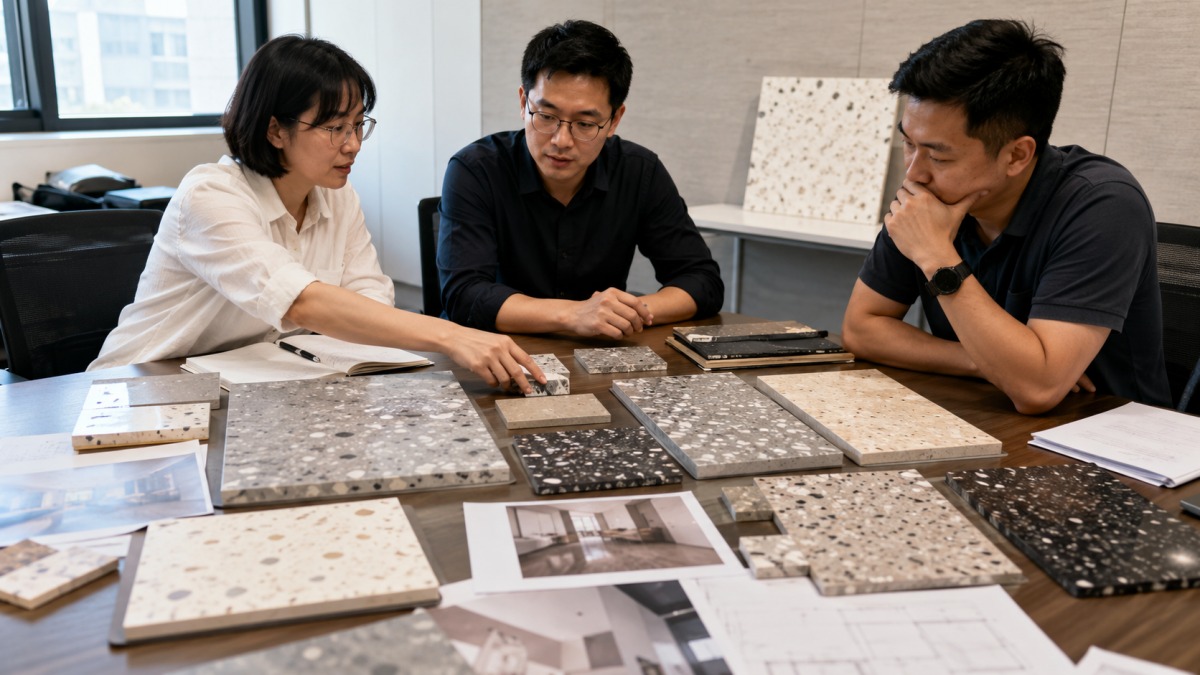 Terrazzo importer collection RFQ discussion with samples drawings and application notes