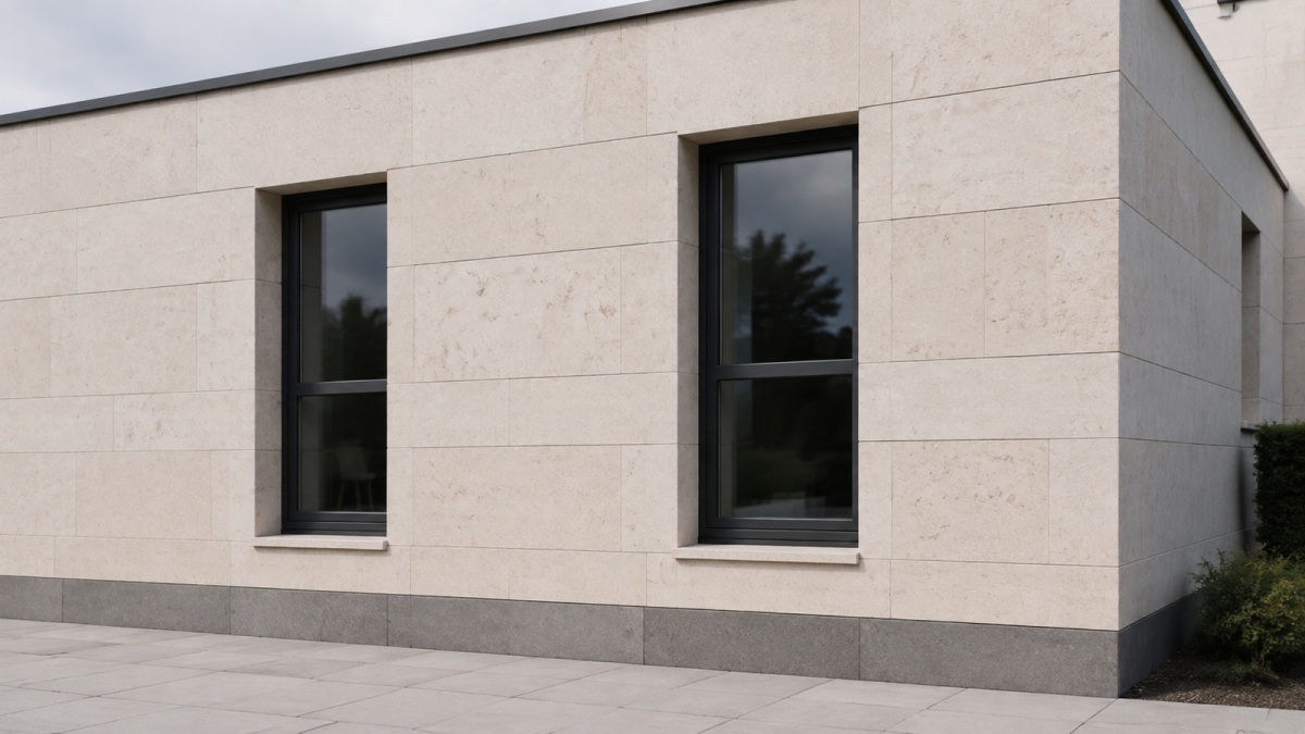 Moonlight Beige Limestone exterior surface photographed in open natural daylight
