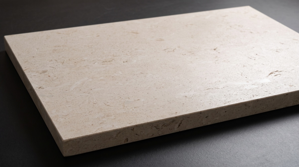 fossil-limestone-finish-raking-light Moonlight Beige Limestone finish viewed under soft raking light at close range